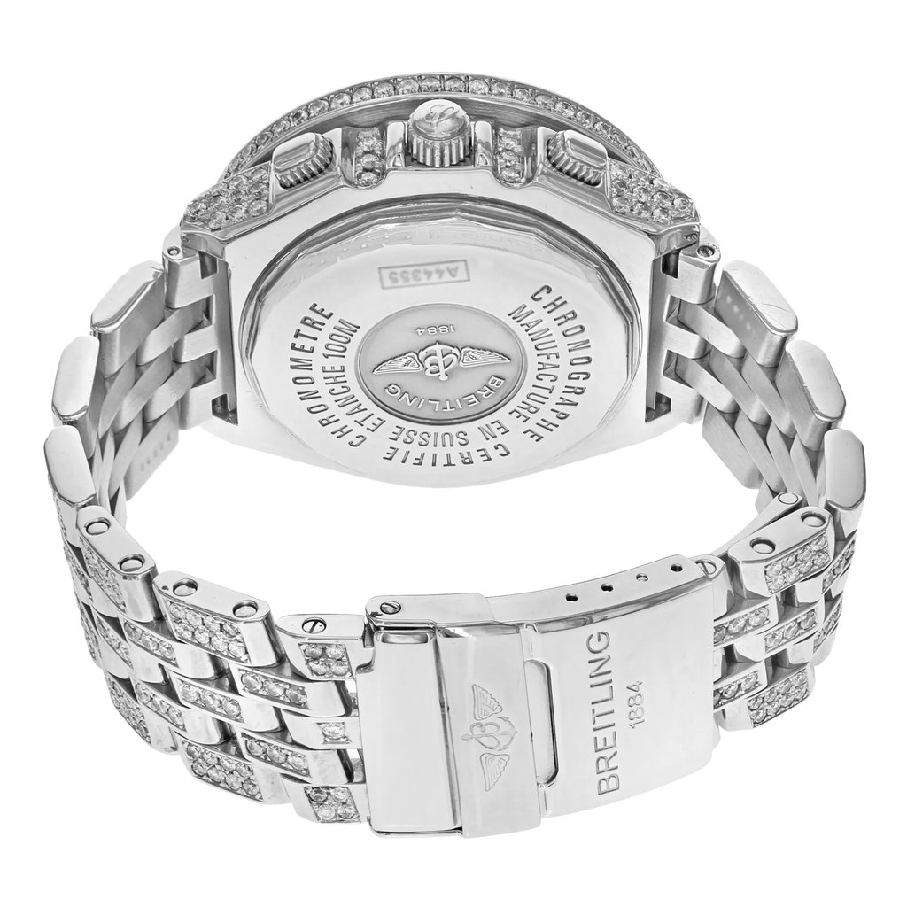 Back View Of {Caseback} Back Case And Closed Stainless Steel Band Of Breitling A44355 Watch Pre Owned Condition