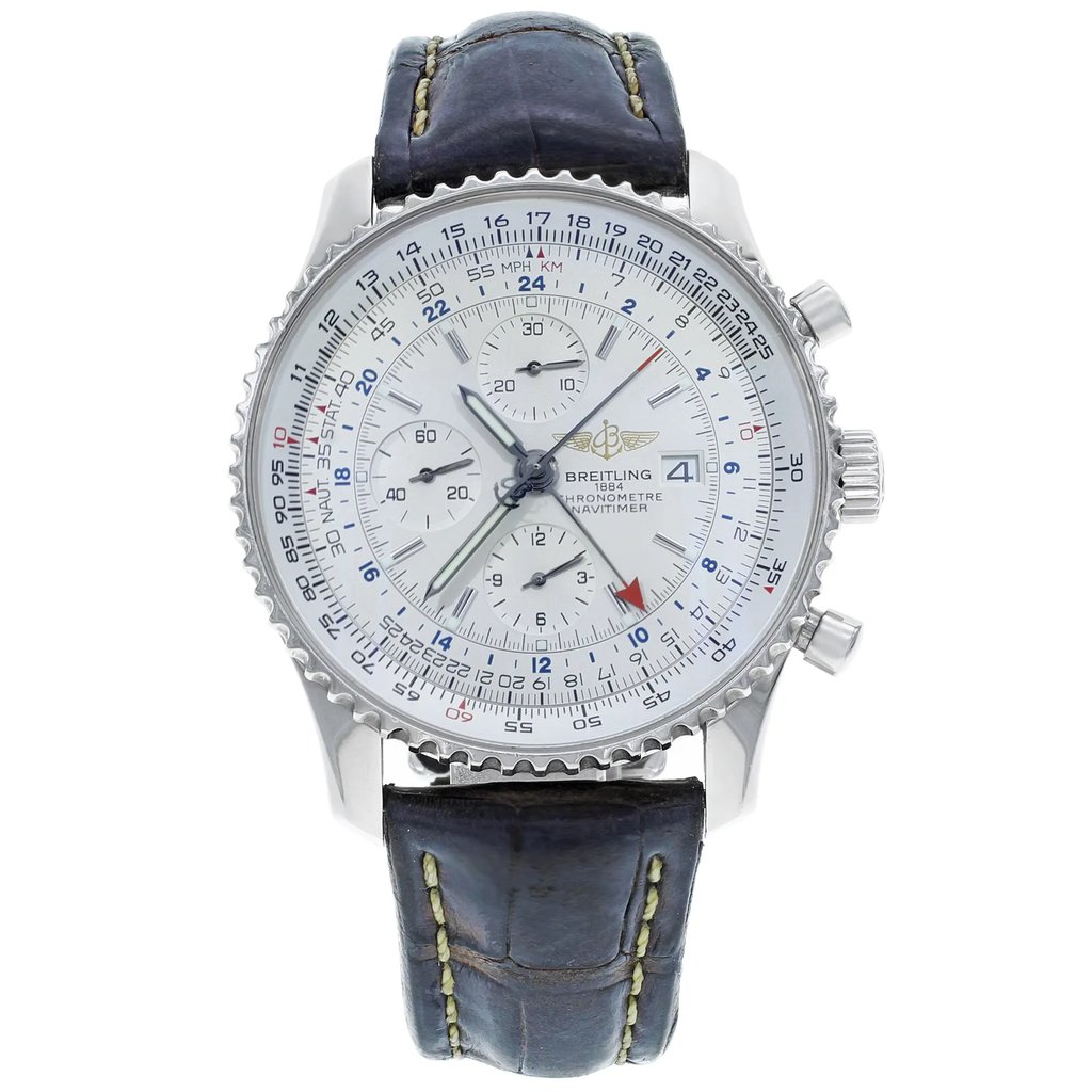 Front Full View Of Breitling A2432212/G571-441X Stainless Steel Watch Pre Owned Condition {Product Condition}