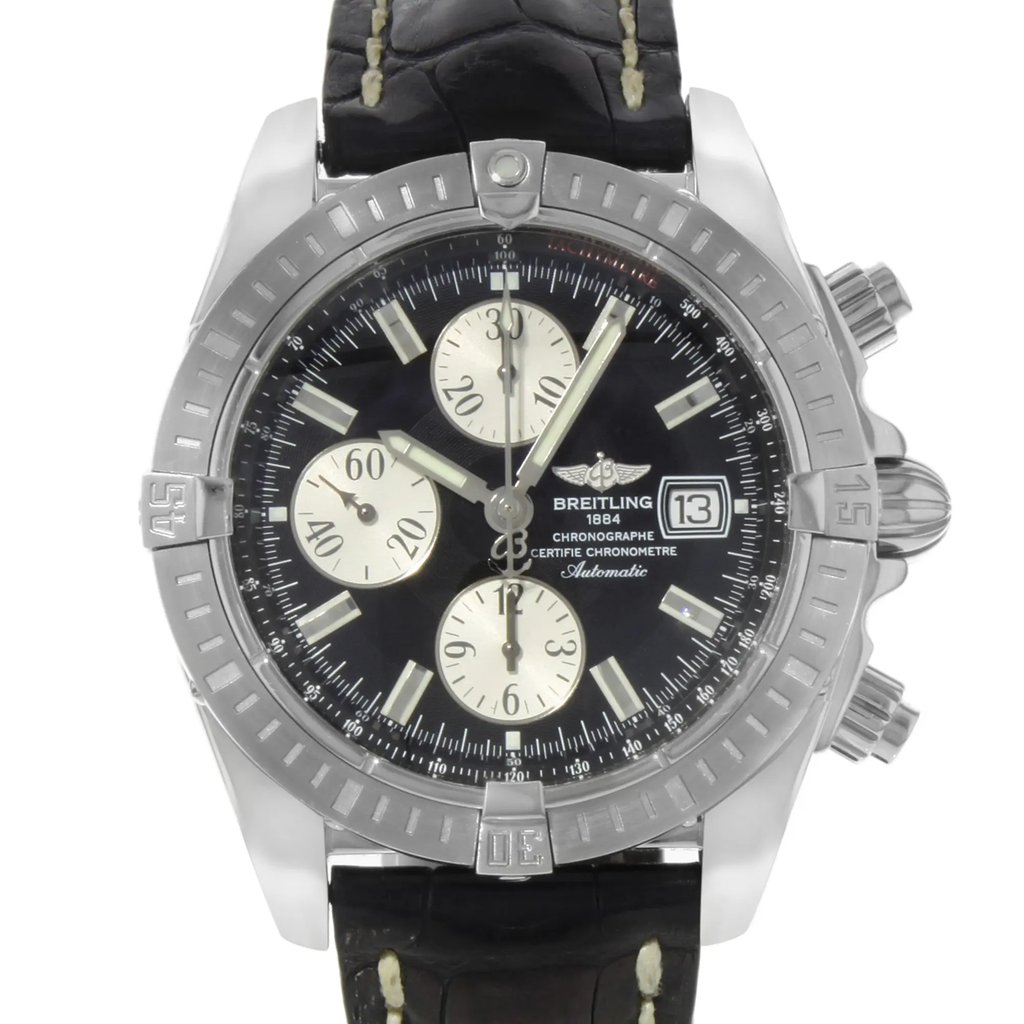 Up Close Front Facing Picture Of Breitling A1335611/B719-1CD Stainless Steel Watch Pre Owned Condition