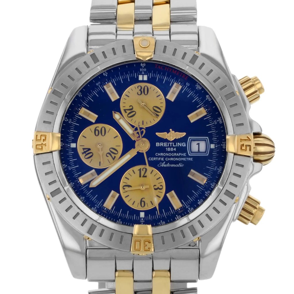 Up Close Front Facing Picture Of Breitling B13356 Stainless Steel Watch Pre Owned Condition
