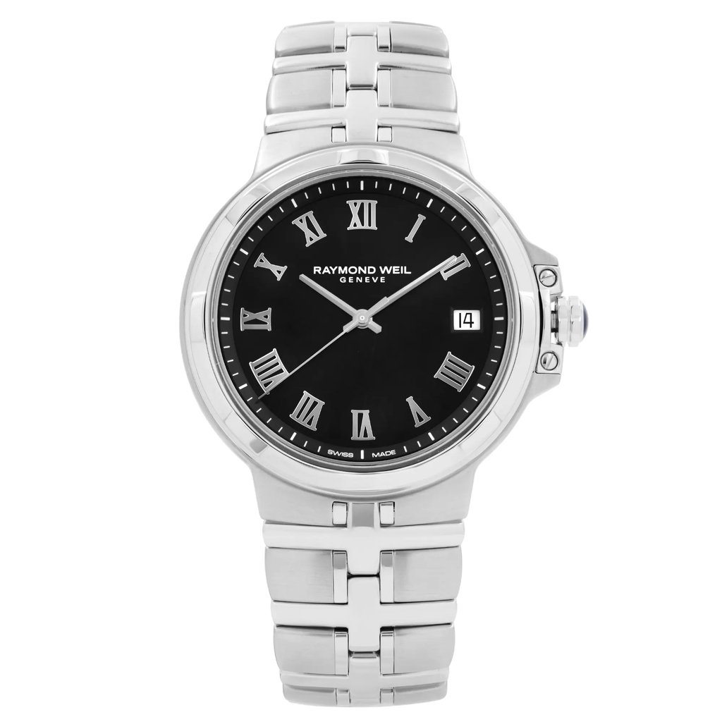 Front Full View Of RAYMOND WEIL 5580-ST-00208 Stainless Steel Watch Unworn Condition Excellent
