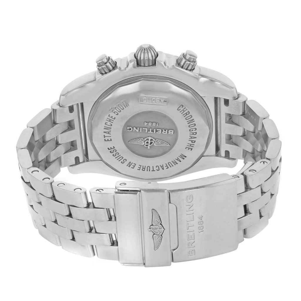 Back View Of {Caseback} Back Case And Closed Stainless Steel Band Of Breitling AB011011/G684-375A Watch Pre Owned Condition