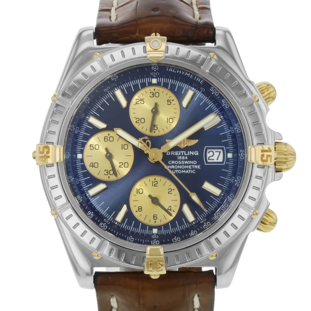 Up Close Front Facing Picture Of Breitling B13355 Stainless Steel Watch Pre Owned Condition