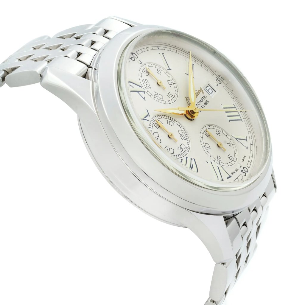 View Of Opposite Crown Facing Side Of Breitling A13024.1 Stainless Steel Watch Pre Owned Condition