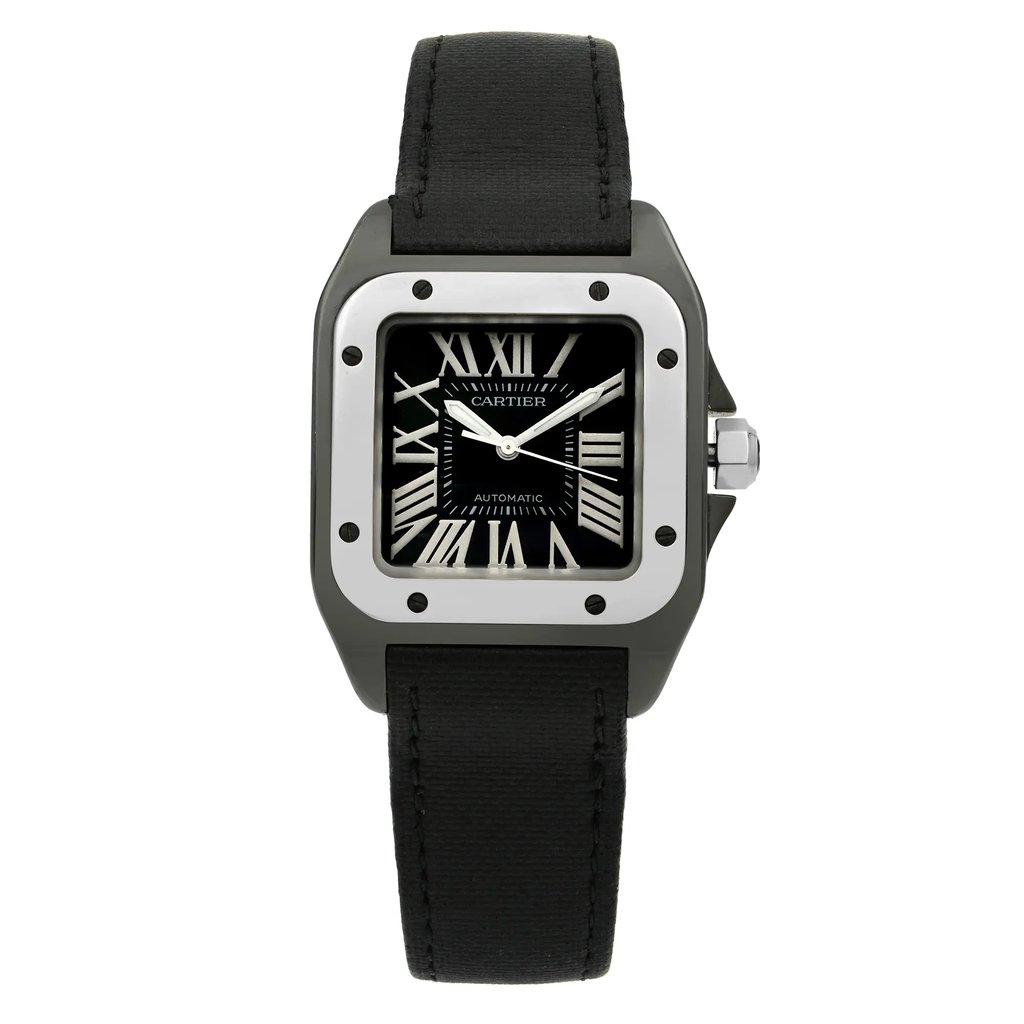 Front Full View Of Cartier 2878 Stainless & Plated Metal Watch Pre Owned Condition {Product Condition}