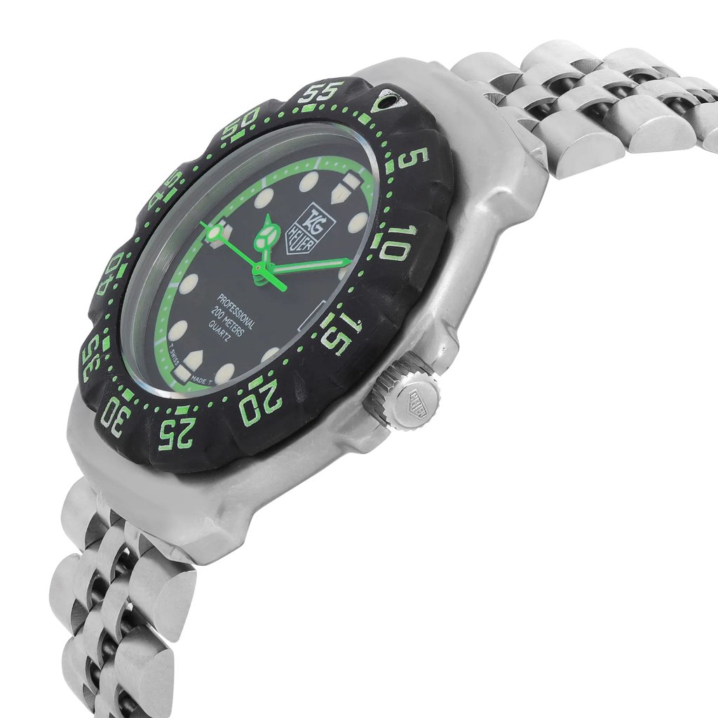 View Of Crown Facing Side Of TAG Heuer 375.513 Stainless Steel Watch Pre Owned Condition