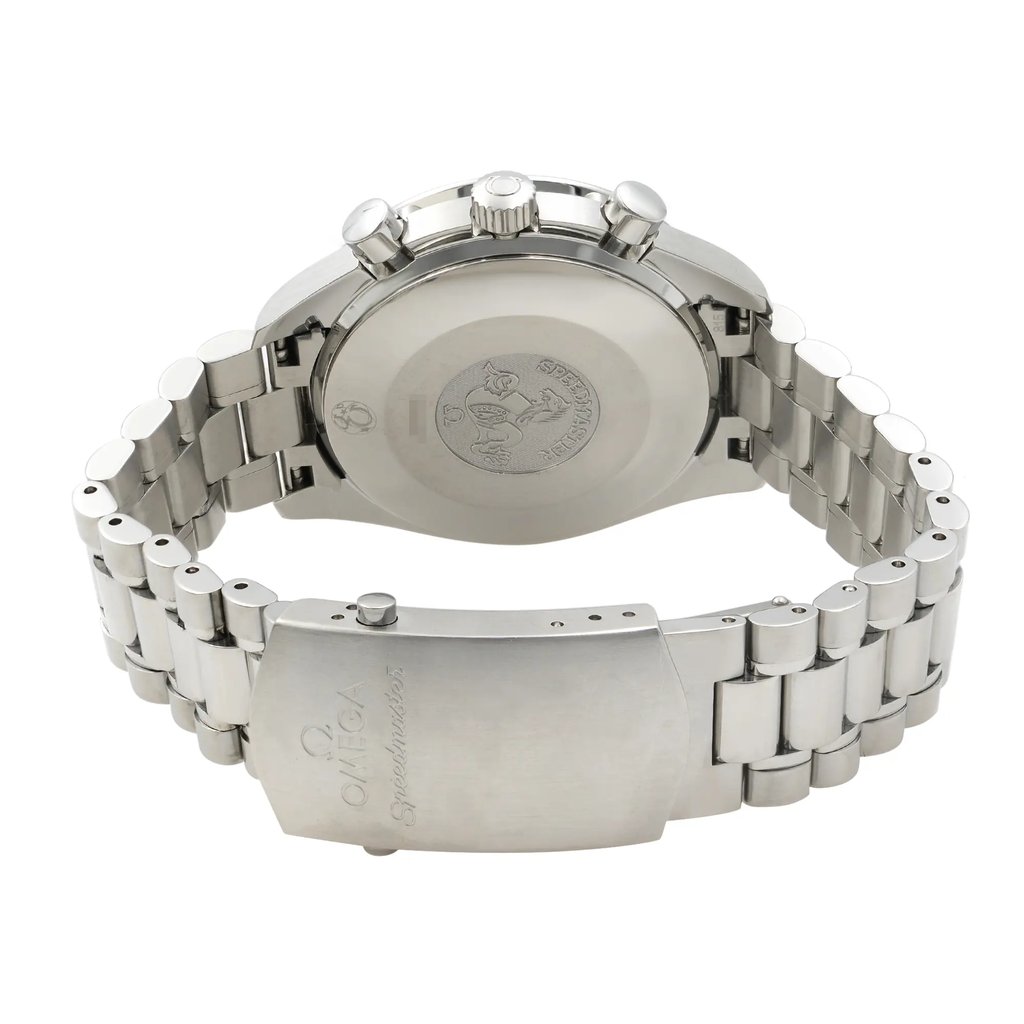 Back View Of Solid Back Case And Closed Stainless Steel Band Of OMEGA 3539.50.00 Watch Pre Owned Condition