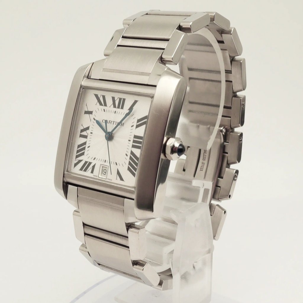 View Of Crown Facing Side Of Cartier W51002Q3 Stainless Steel Watch Pre Owned Condition