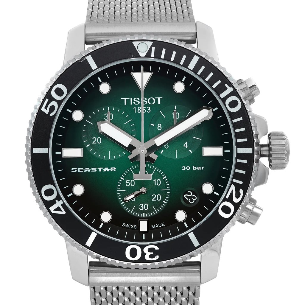 Up Close Front Facing Picture Of Tissot T120.417.11.091.00 Stainless Steel Watch New With Defects Condition