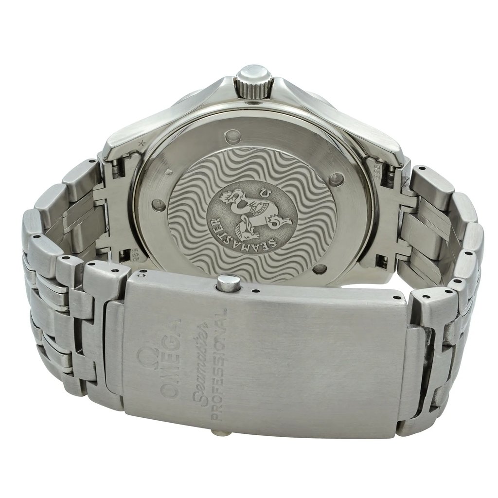 Back View Of Solid Back Case And Closed Stainless Steel Band Of OMEGA 2541.80.00 Watch Pre Owned Condition