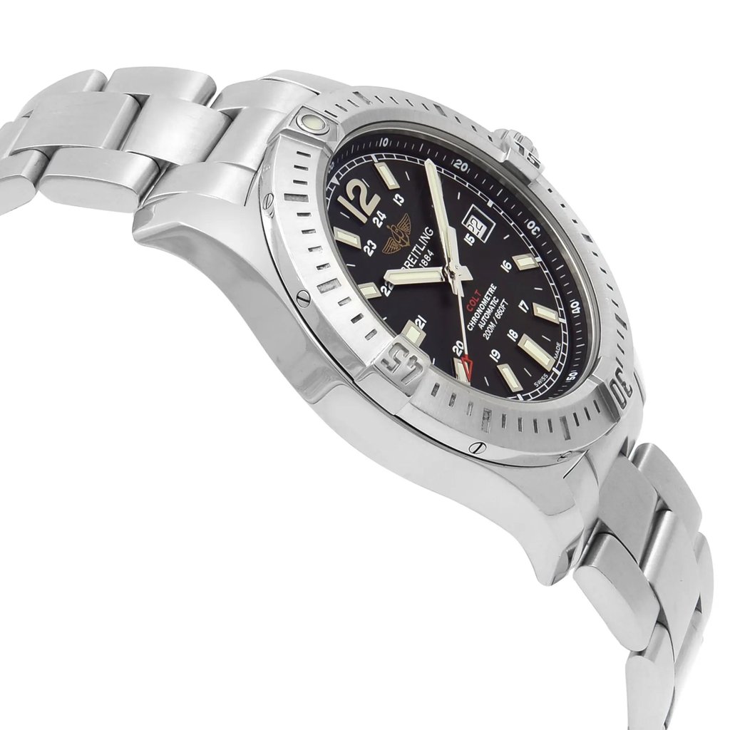 View Of Opposite Crown Facing Side Of Breitling A1738811-BD44-173A Stainless Steel Watch Pre Owned Condition