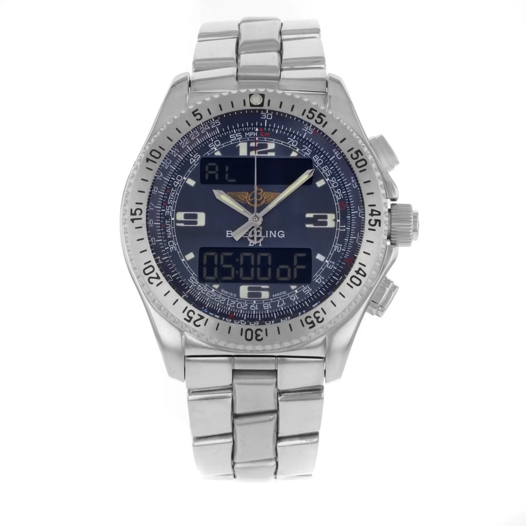 Front Full View Of Breitling A68362 Stainless Steel Watch Pre Owned Condition {Product Condition}
