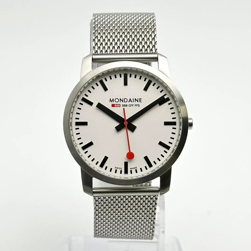Front Full View Of Mondaine A638.30350.16SBM Stainless Steel Watch Display Model Condition {Product Condition}