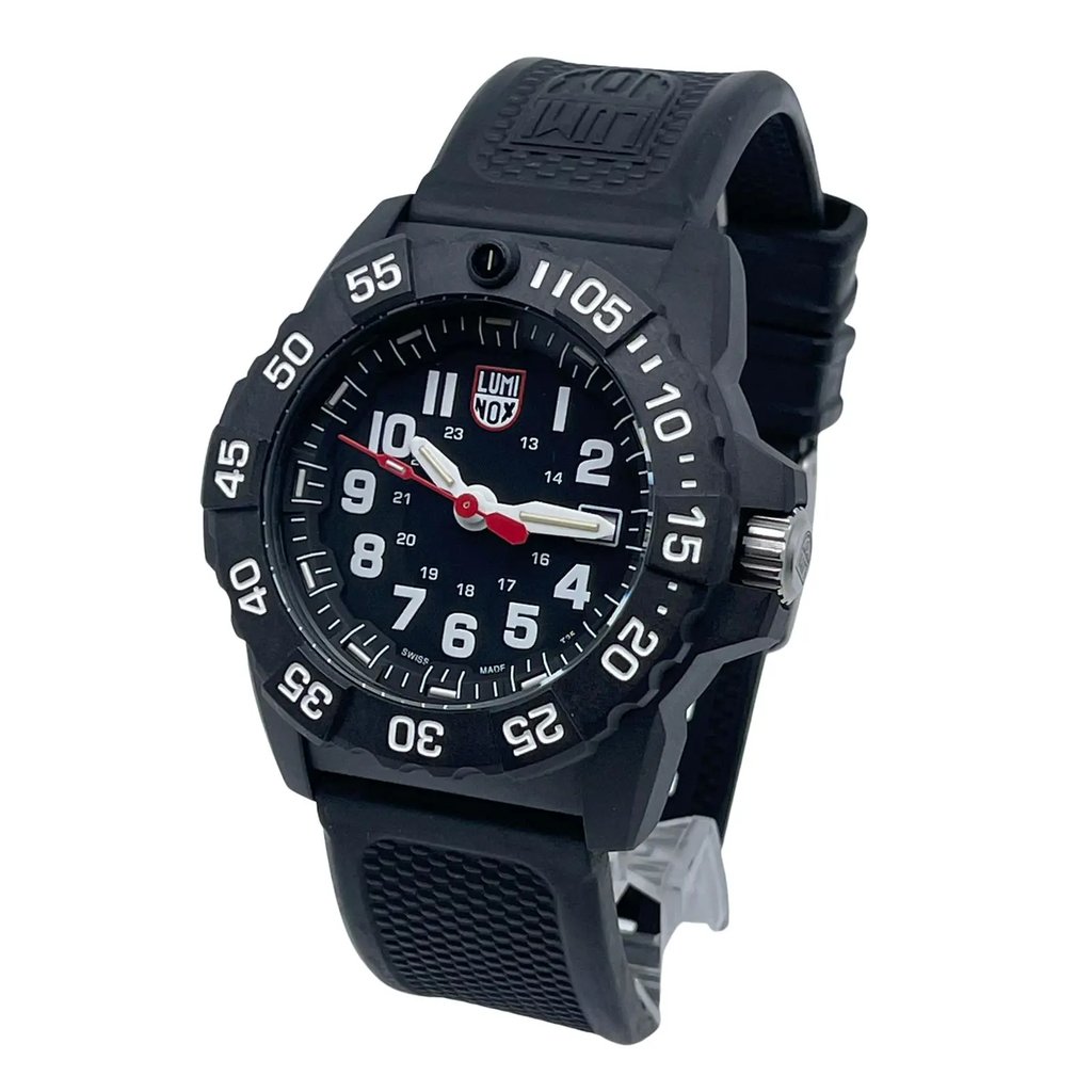 View Of Crown Facing Side Of Luminox XS.3501.F Carbon Watch Pre Owned Condition