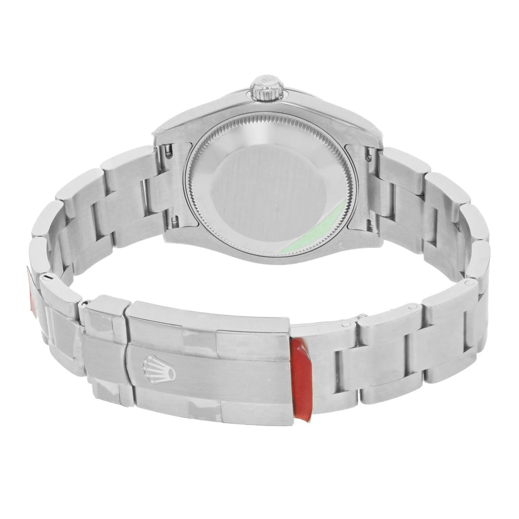 Back View Of {Caseback} Back Case And Closed Stainless Steel Band Of Rolex 177200 Watch Display Model Condition