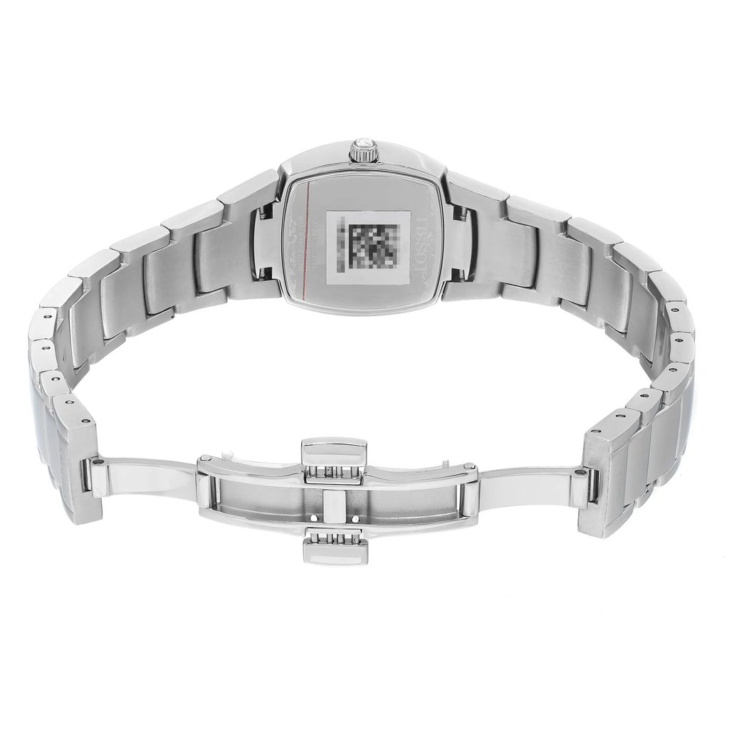 Back View Of Solid Back Case And Open Stainless Steel Band Of Tissot T053.310.61.112.00 Watch Display Model Condition