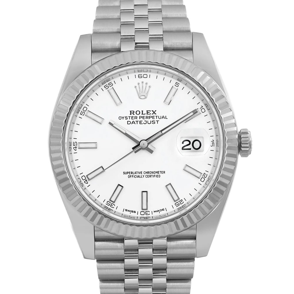 Up Close Front Facing Picture Of Rolex 126334 Stainless Steel Watch Pre Owned Condition