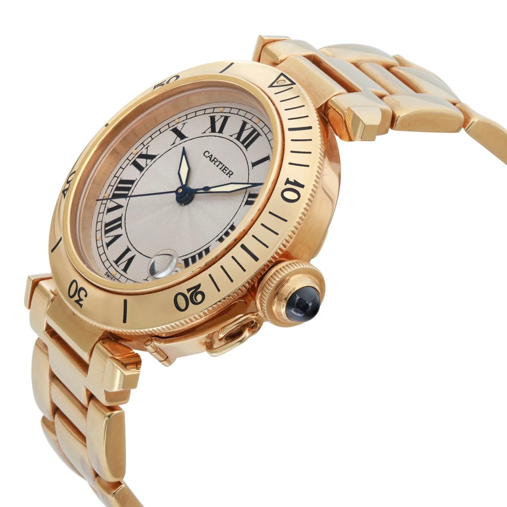 View Of Crown Facing Side Of Cartier Ref.1035.1 Yellow Gold Watch Pre Owned Condition