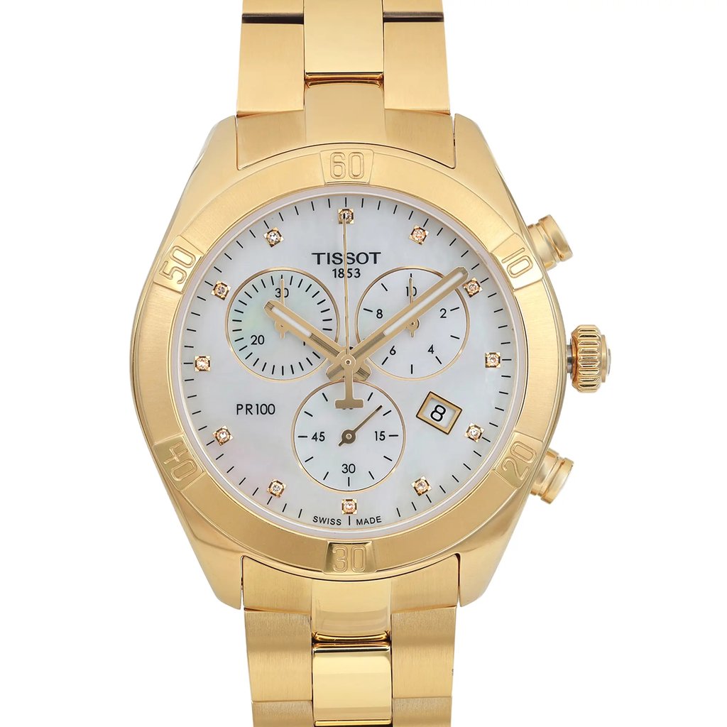 Up Close Front Facing Picture Of Tissot T101.917.33.116.01 Stainless Steel Watch Pre Owned Condition