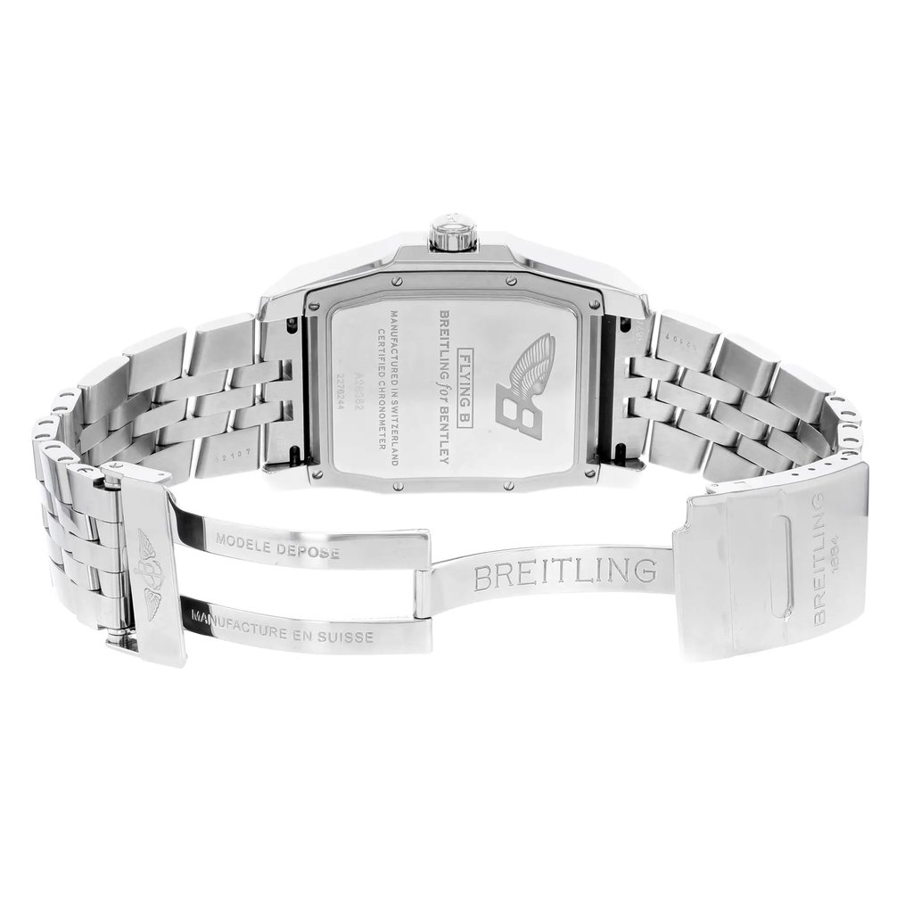 Back View Of {Caseback} Back Case And Open Stainless Steel Band Of Breitling A2836212/B844-982A Watch Display Model Condition