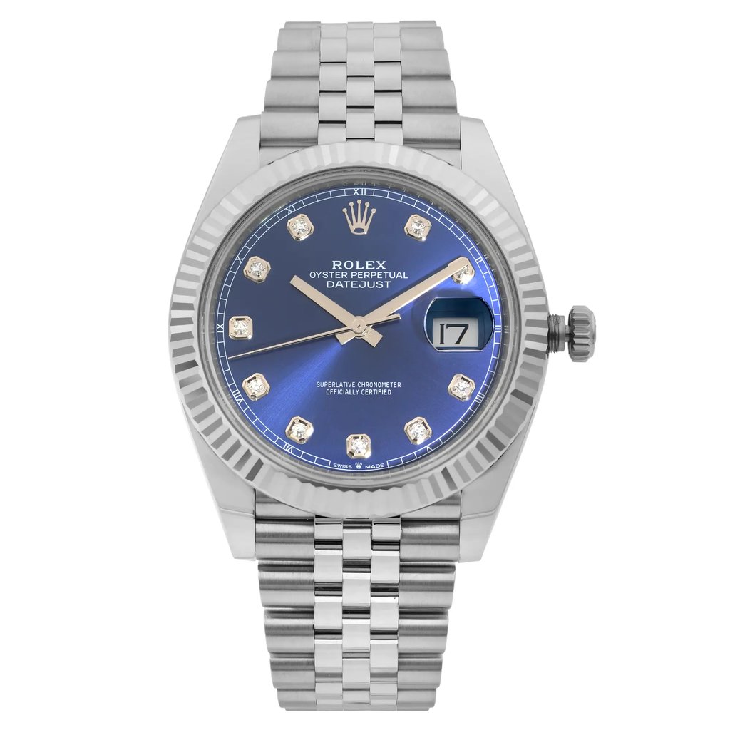 Front Full View Of Rolex 126334BLDJ Stainless Steel Watch Display Model Condition {Product Condition}