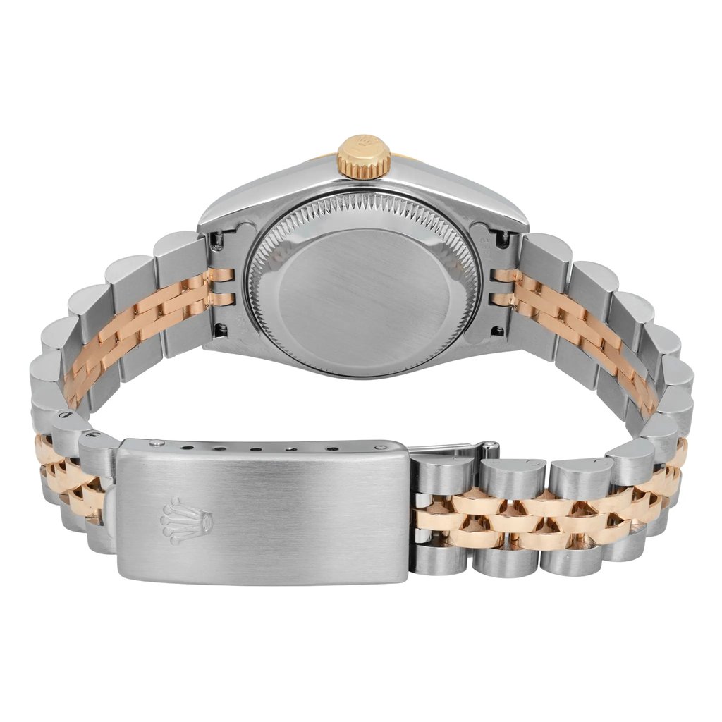 Back View Of Screwback Back Case And Closed Stainless Steel,Yellow Gold Band Of Rolex 69173 Watch Pre Owned Condition