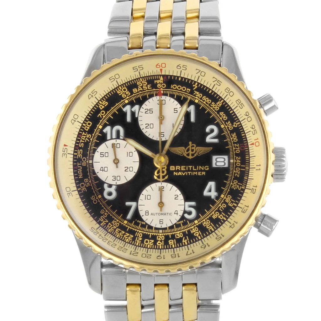 Up Close Front Facing Picture Of Breitling D13322 Stainless Steel Watch Pre Owned Condition