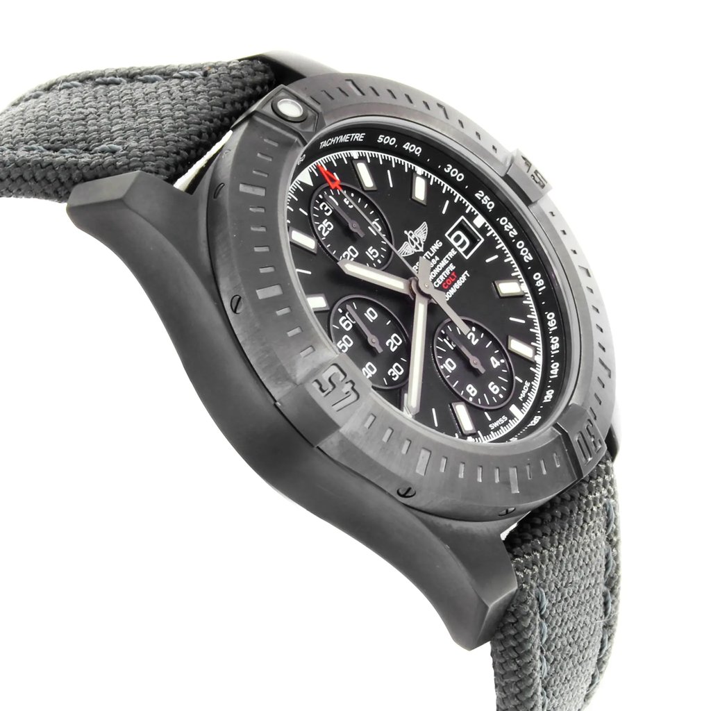 View Of Opposite Crown Facing Side Of Breitling M1338810/BF01-109W Stainless Steel Watch New With Defects Condition