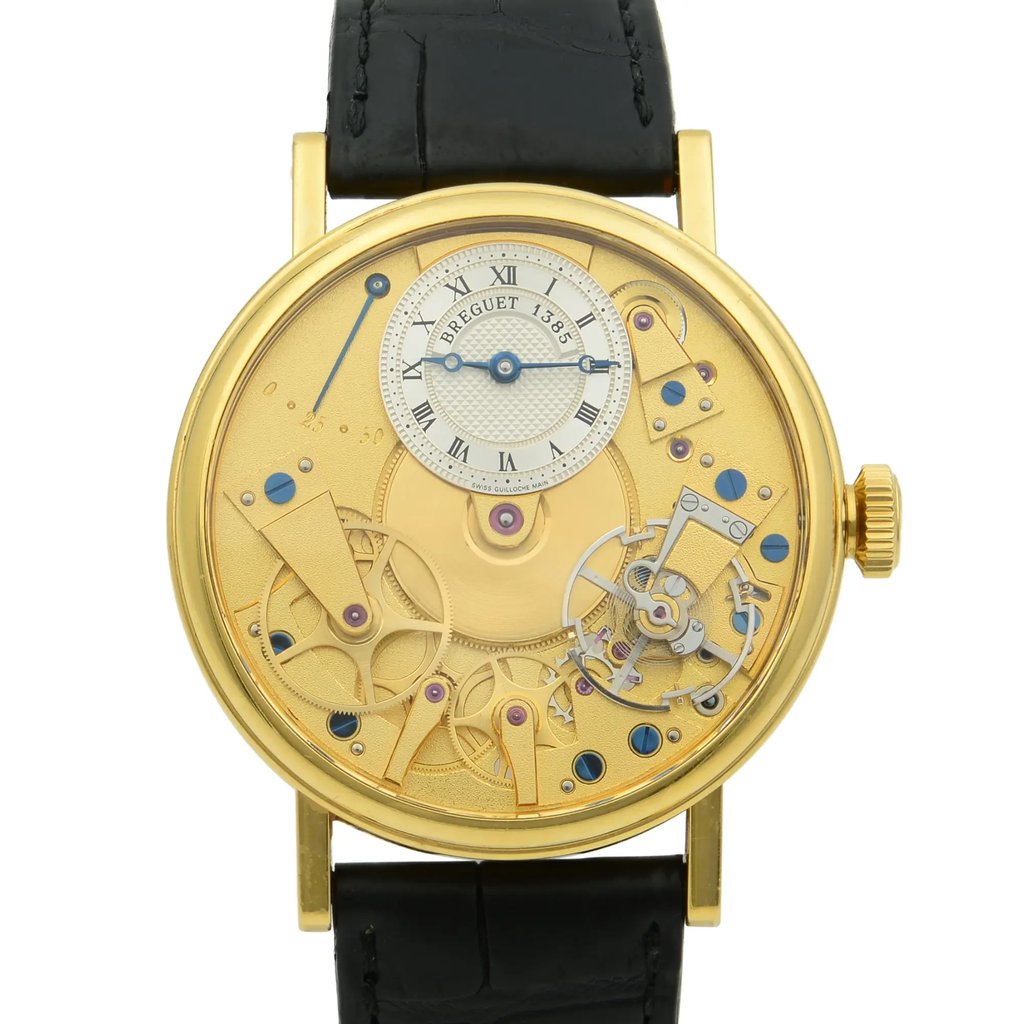 Up Close Front Facing Picture Of Breguet 7027 Gold 18kt Watch Pre Owned Condition