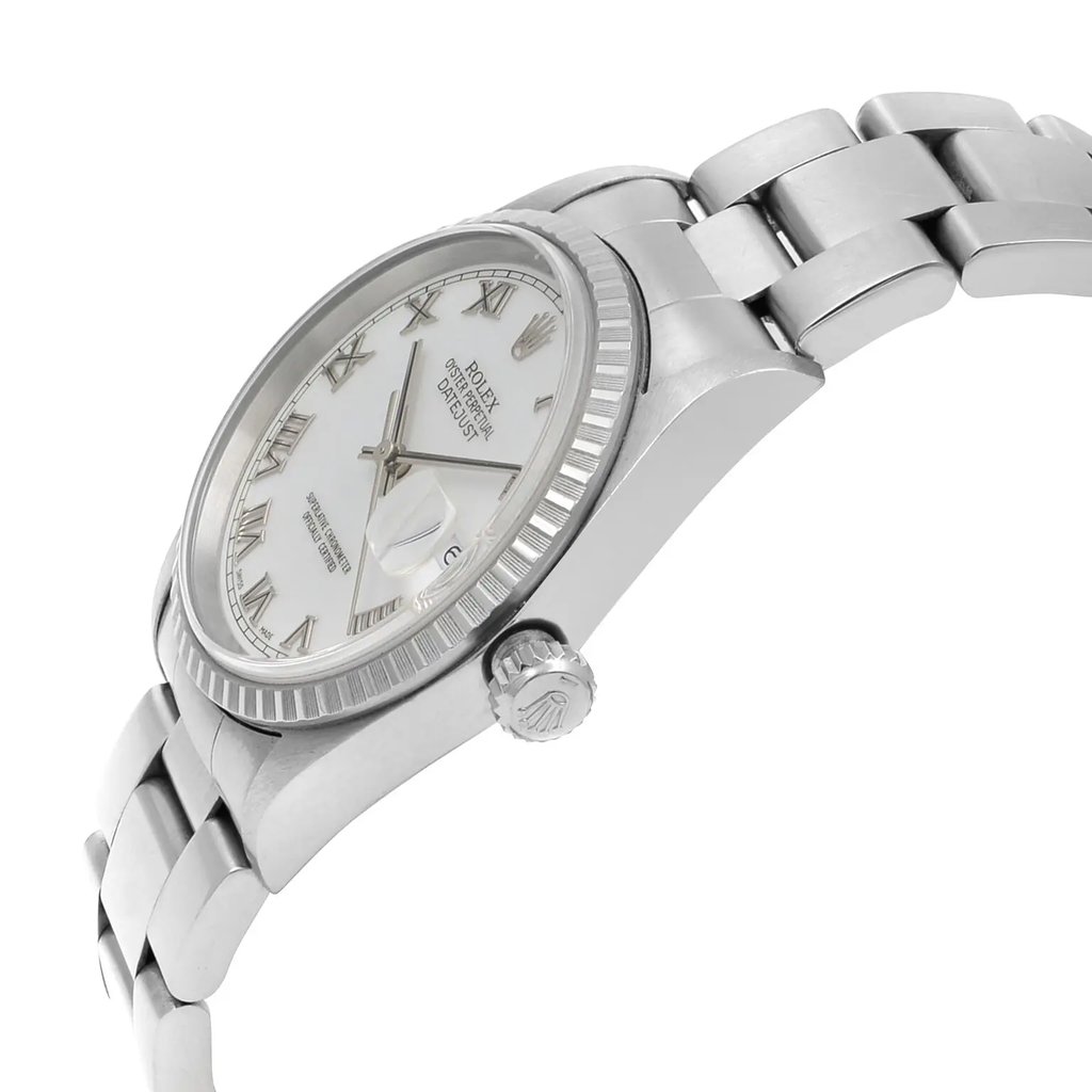 View Of Crown Facing Side Of Rolex 16220 Stainless Steel Watch Pre Owned Condition