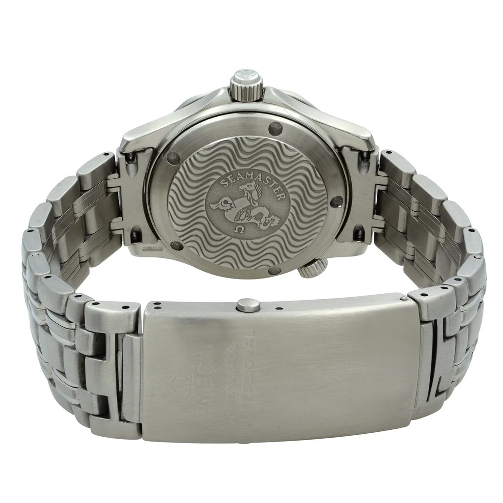 Back View Of Solid Back Case And Closed Stainless Steel Band Of OMEGA 2551.80.00 Watch Pre Owned Condition