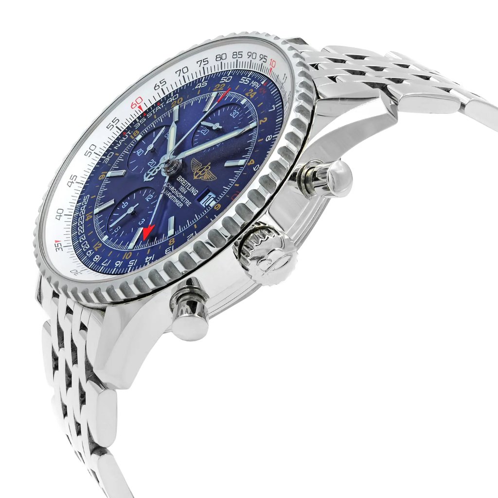 View Of Crown Facing Side Of Breitling A2432212/C561-443A Stainless Steel Watch Display Model Condition