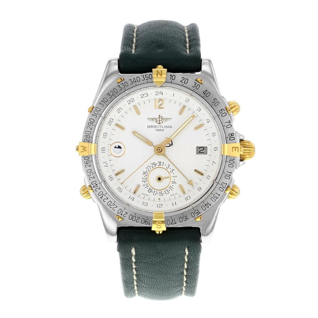 Front Full View Of Breitling B15047 Stainless Steel Watch Pre Owned Condition {Product Condition}