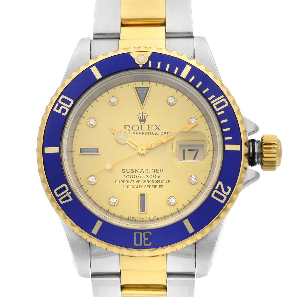 View Of Crown Facing Side Of Rolex 16613 Stainless Steel Watch Pre Owned Condition