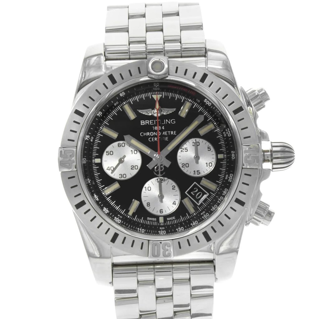Up Close Front Facing Picture Of Breitling AB01154G/BD13-375A Stainless Steel Watch Display Model Condition