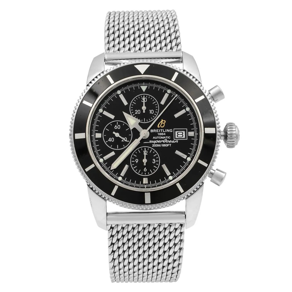 Front Full View Of Breitling A1332024-B908-144A Stainless Steel Watch Pre Owned Condition {Product Condition}