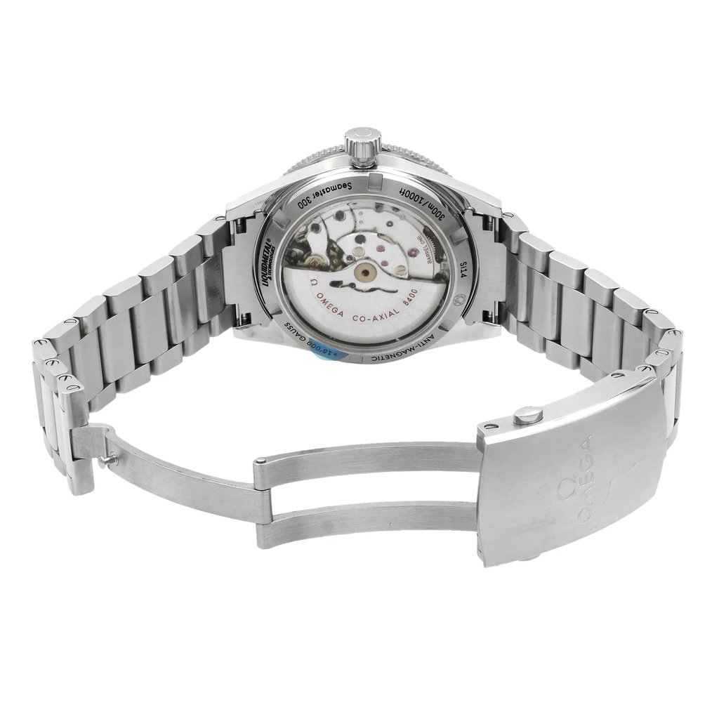 Back View Of Exhibition Back Case And Open Stainless Steel Band Of Omega 23330412101001 Watch Display Model Condition