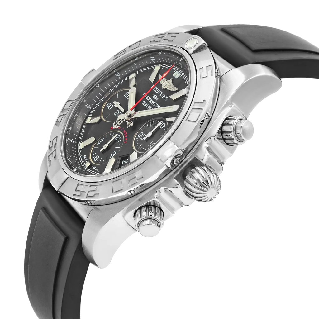 View Of Crown Facing Side Of Breitling AB011010/BB08-134S Stainless Steel Watch Display Model Condition