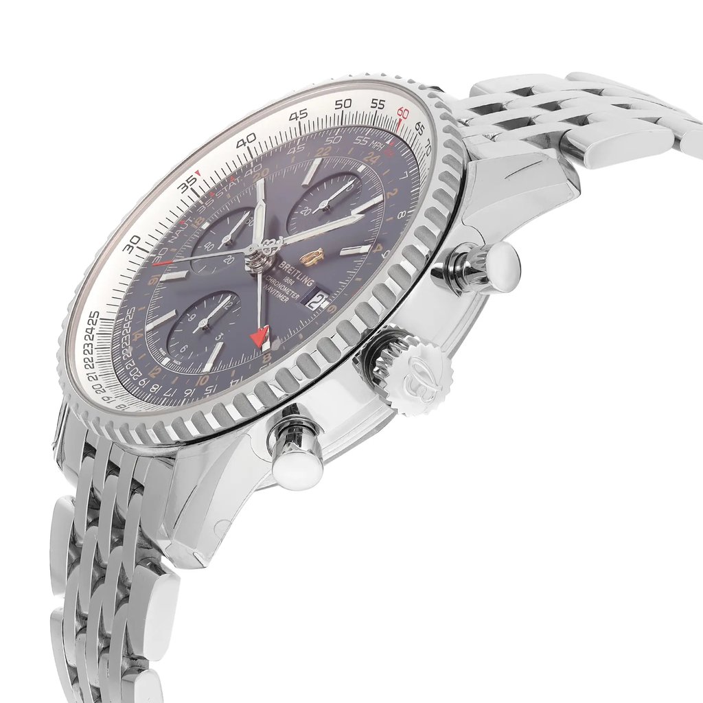 View Of Crown Facing Side Of Breitling A24322121C2A1 Stainless Steel Watch Display Model Condition