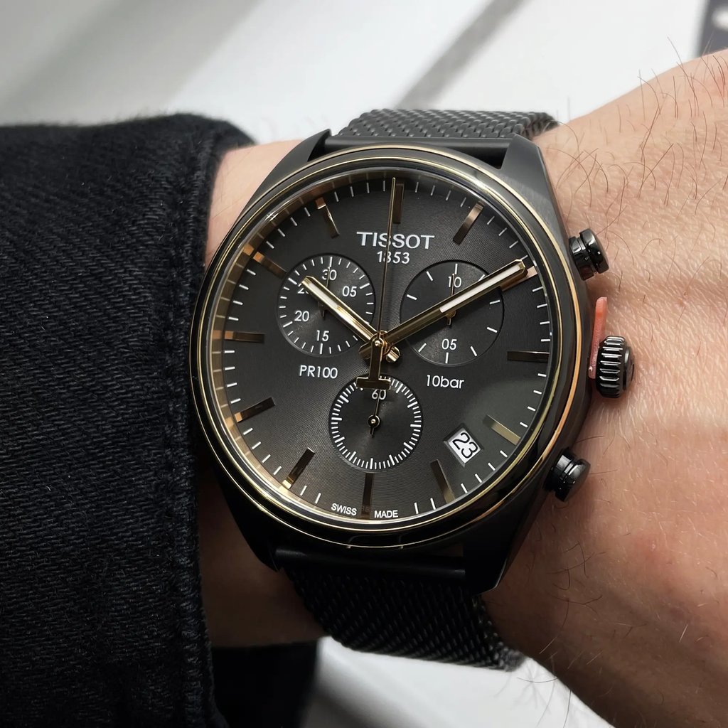 Up Close Front Facing Picture Of Tissot T101.417.23.061.00 Stainless Steel Watch Unworn Condition