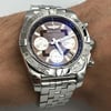 Up Close Front Facing Picture Of Breitling AB014012/Q583-378A Stainless Steel Watch Display Model Condition