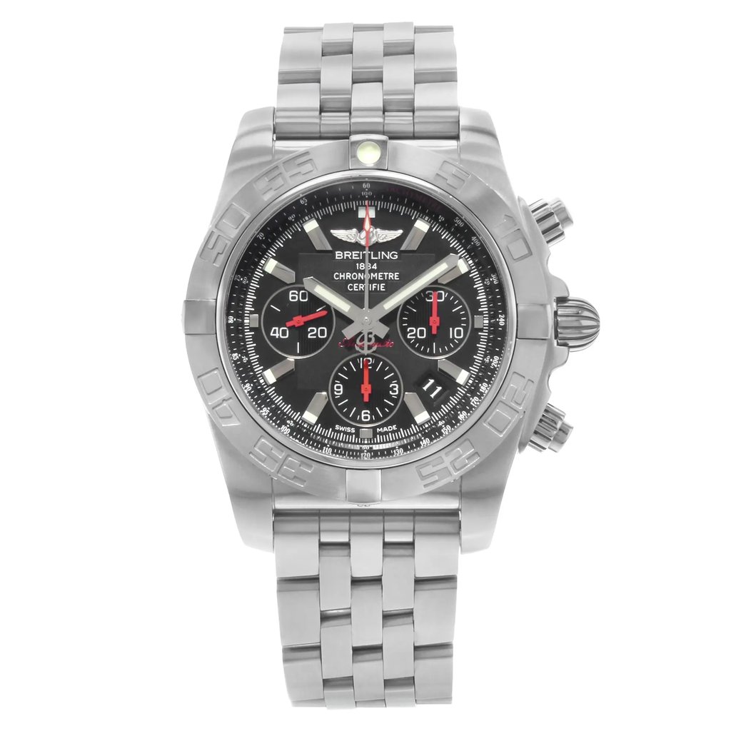 Front Full View Of Breitling AB011110/BA50-377A Stainless Steel Watch Display Model Condition {Product Condition}