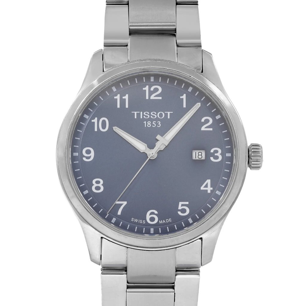 Up Close Front Facing Picture Of Tissot T116.410.11.047.00 Stainless Steel Watch Pre Owned Condition