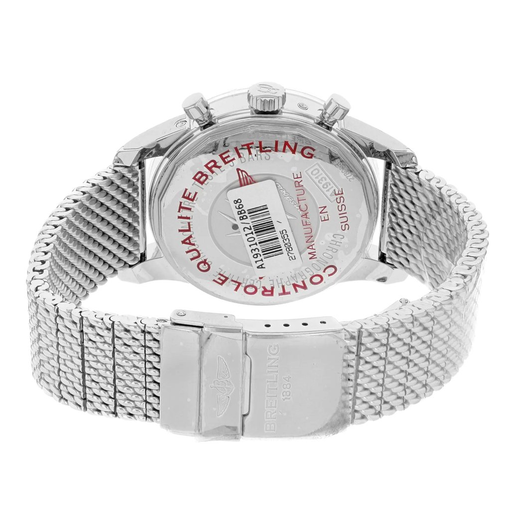Back View Of {Caseback} Back Case And Closed Stainless Steel Band Of Breitling A1931012/BB68-154A Watch Display Model Condition