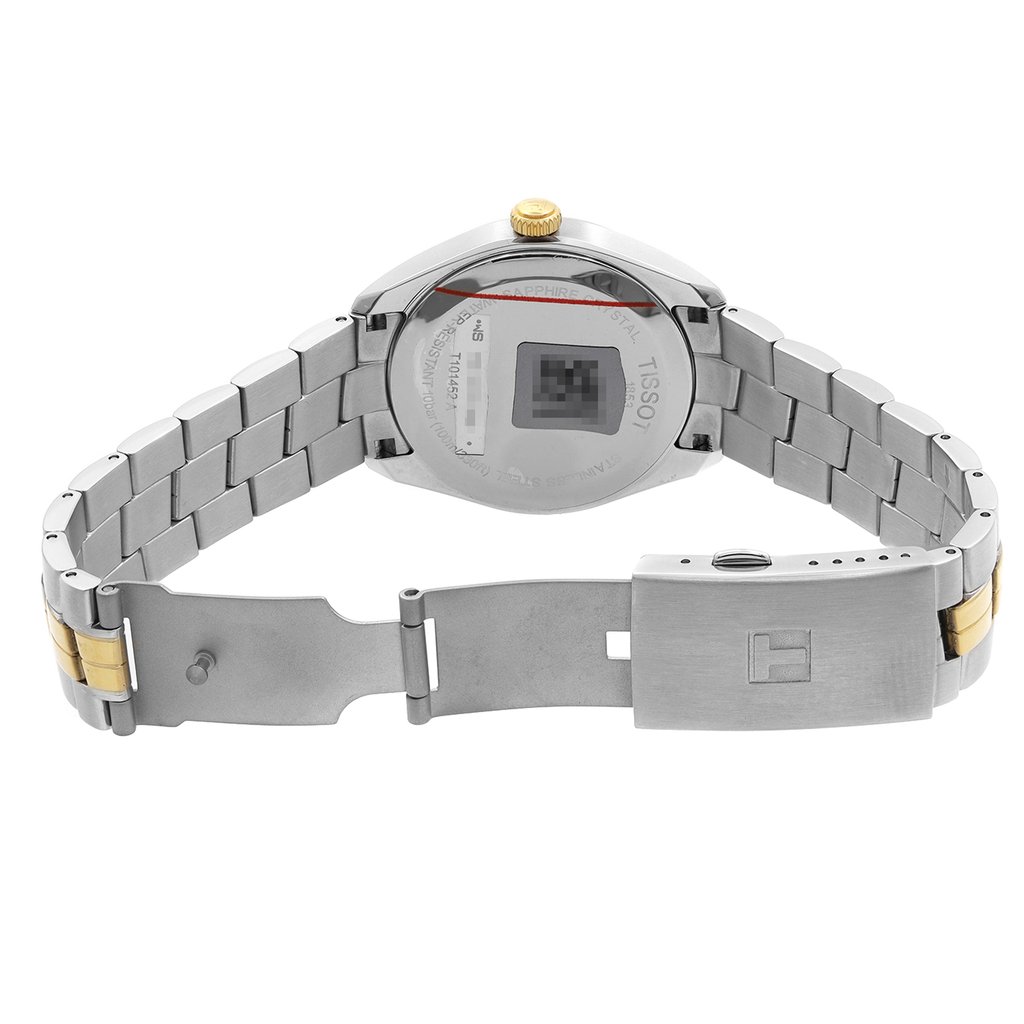 Back View Of Snap Back Case And Open Stainless Steel Band Of Tissot T101.452.22.031.00 Watch Display Model Condition