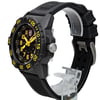 An image of a Wristwatch by Luminox. This Display Model item is designed for Men, featuring a Casual,Diver,Military style. It has a Quartz movement and an Analog display with a Black dial color. The indices include 12-Hour Dial,Arabic Numerals,Easy to Read/Large Numerals. The band is made of Rubber and the case is made of Carbon. The watch has a Round shape with a case size of 45 mm and a case thickness of 14 mm.