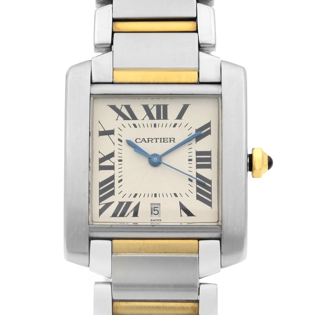 Up Close Front Facing Picture Of Cartier W51005Q4 Stainless Steel Watch Pre Owned Condition