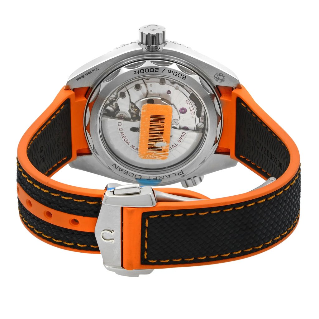 Back View Of Exhibition Back Case And Closed Rubber Band Of OMEGA 215.32.44.21.01.001 Watch Display Model Condition