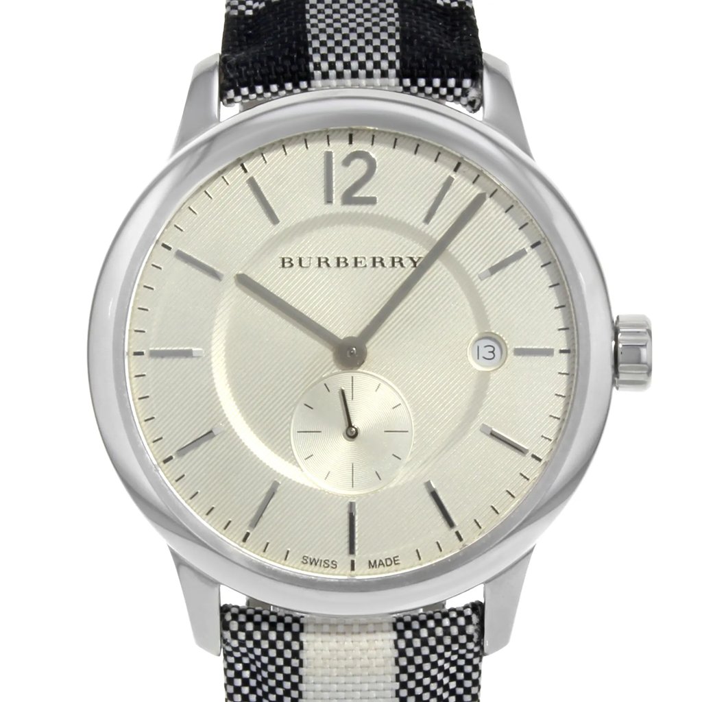 Up Close Front Facing Picture Of Burberry BU10002 Stainless Steel Watch Pre Owned Condition