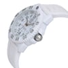 An image of a Wristwatch by Luminox. This Display Model item is designed for Women, featuring a Casual,Diver style. It has a Quartz movement and an Analog display with a White dial color. The indices include 12-Hour Dial,Arabic Numerals,Easy to Read/Large Numerals. The band is made of Silicone and the case is made of Fiberglass. The watch has a Round shape with a case size of 38 mm and a case thickness of 12 mm.